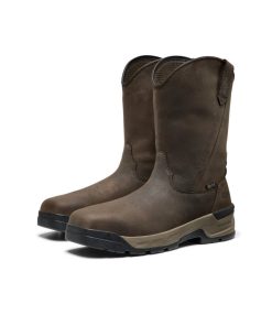 Alternative view of Men's Flatland Pull-On Waterproof Work Boot (Carbon Toe)  |  Dark Brown/Black