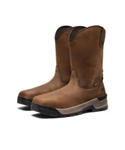 Alternative view of Men's Flatland Pull-On Waterproof Work Boot (Carbon Toe)  |  Bison/Black
