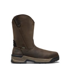 Men's Flatland Pull-On Waterproof Work Boot (Carbon Toe)  |  Dark Brown/Black