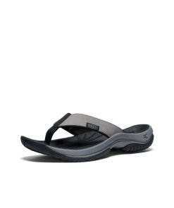 Alternative view of Men's Kona Leather Flip-Flop  |  Steel Grey/Black